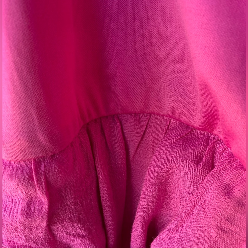 NWOT JM Collection Hot Pink Blouse with Lace Accents Round Neck Elastic Cuff Hem - Picture 13 of 14